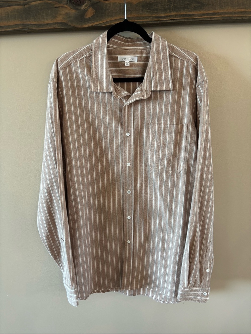 Daily Thread Brown Stripe Men's Button-Up Shirt